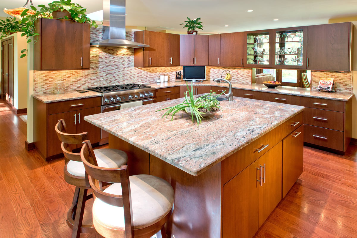 contemporary kitchen with large island